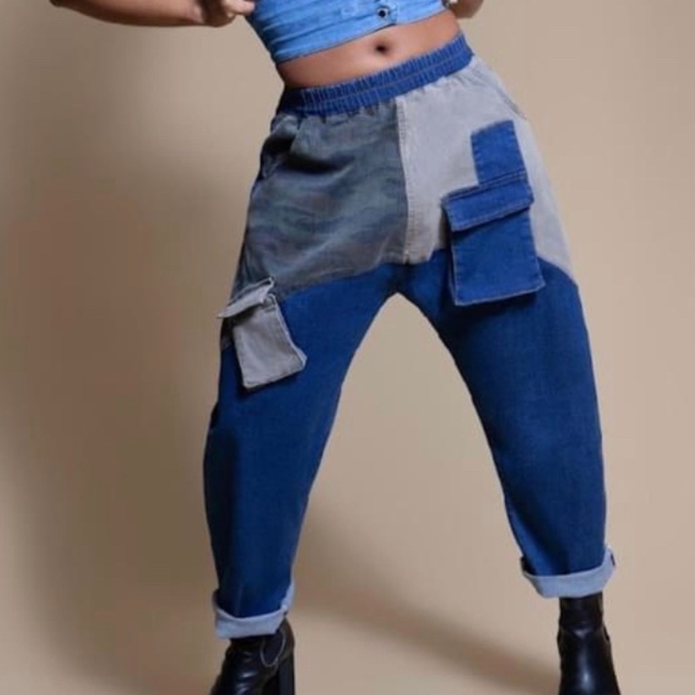 Denim camo patch pants. Small. NWT - Picture 2 of 3